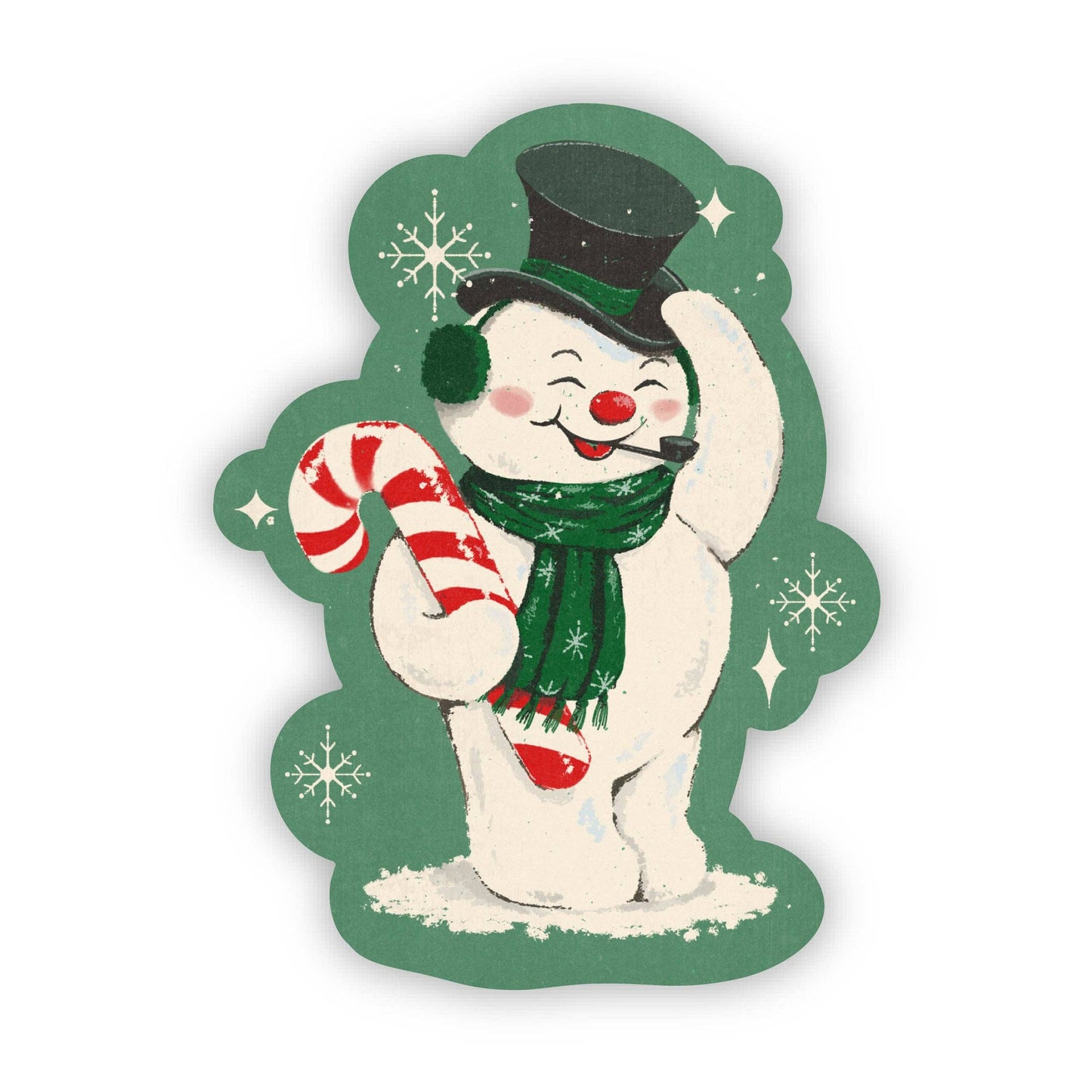Snowman With Top Hat Vintage Christmas Sticker