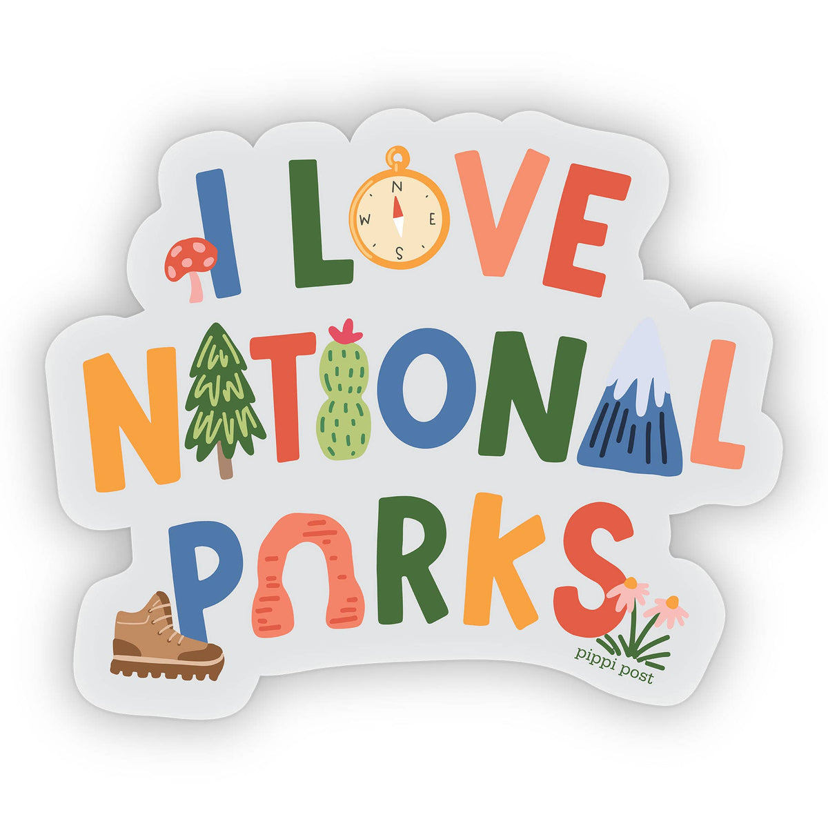 I Love National Parks Clear Decal Sticker