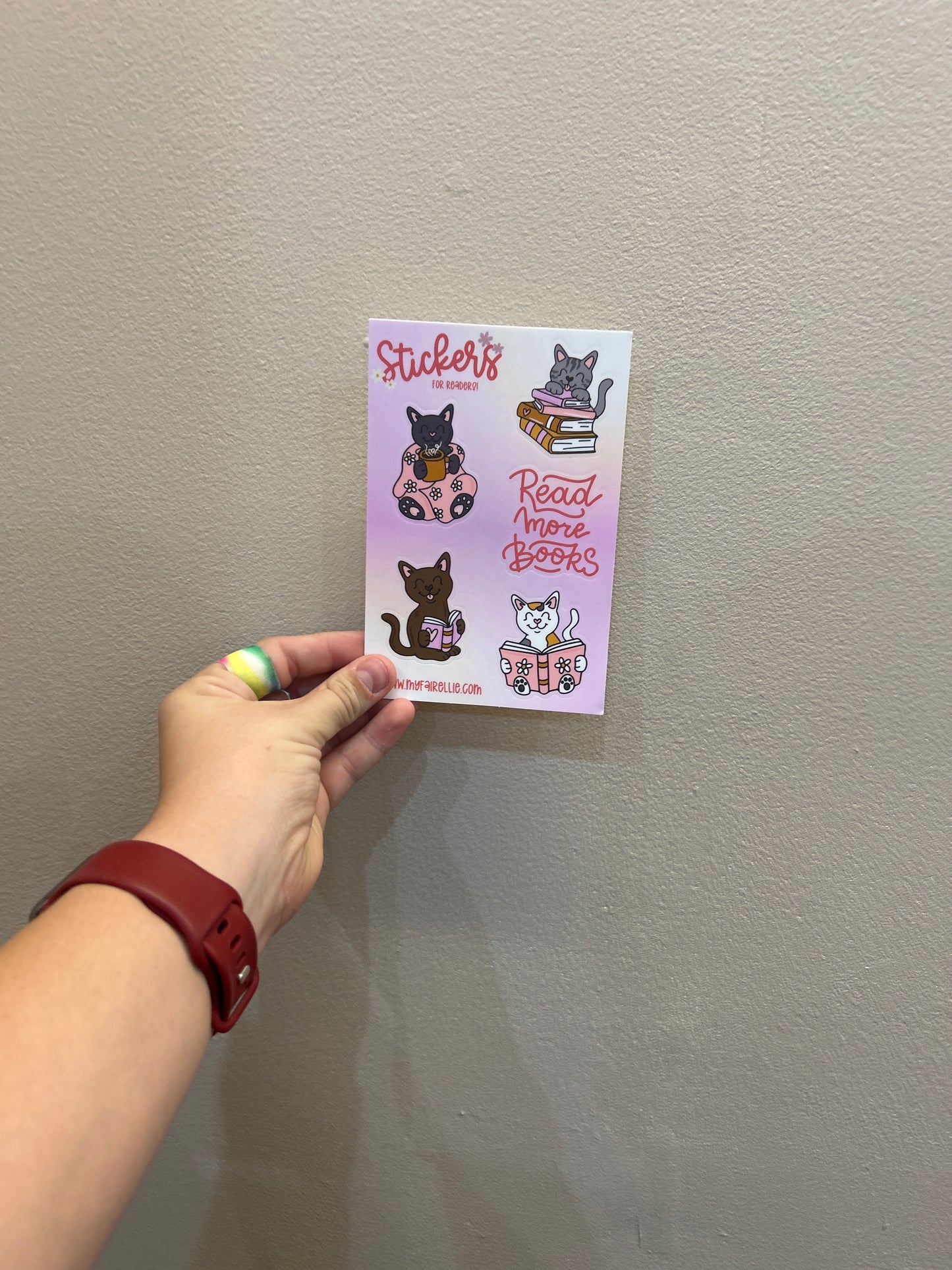 Sticker Sheet: Cat Reading