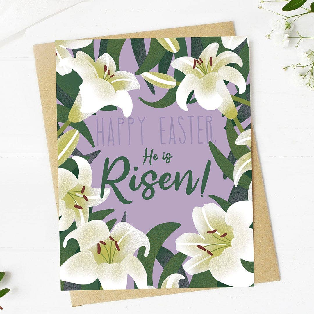 "Happy Easter. He is Risen!" Easter Lily Faith Card