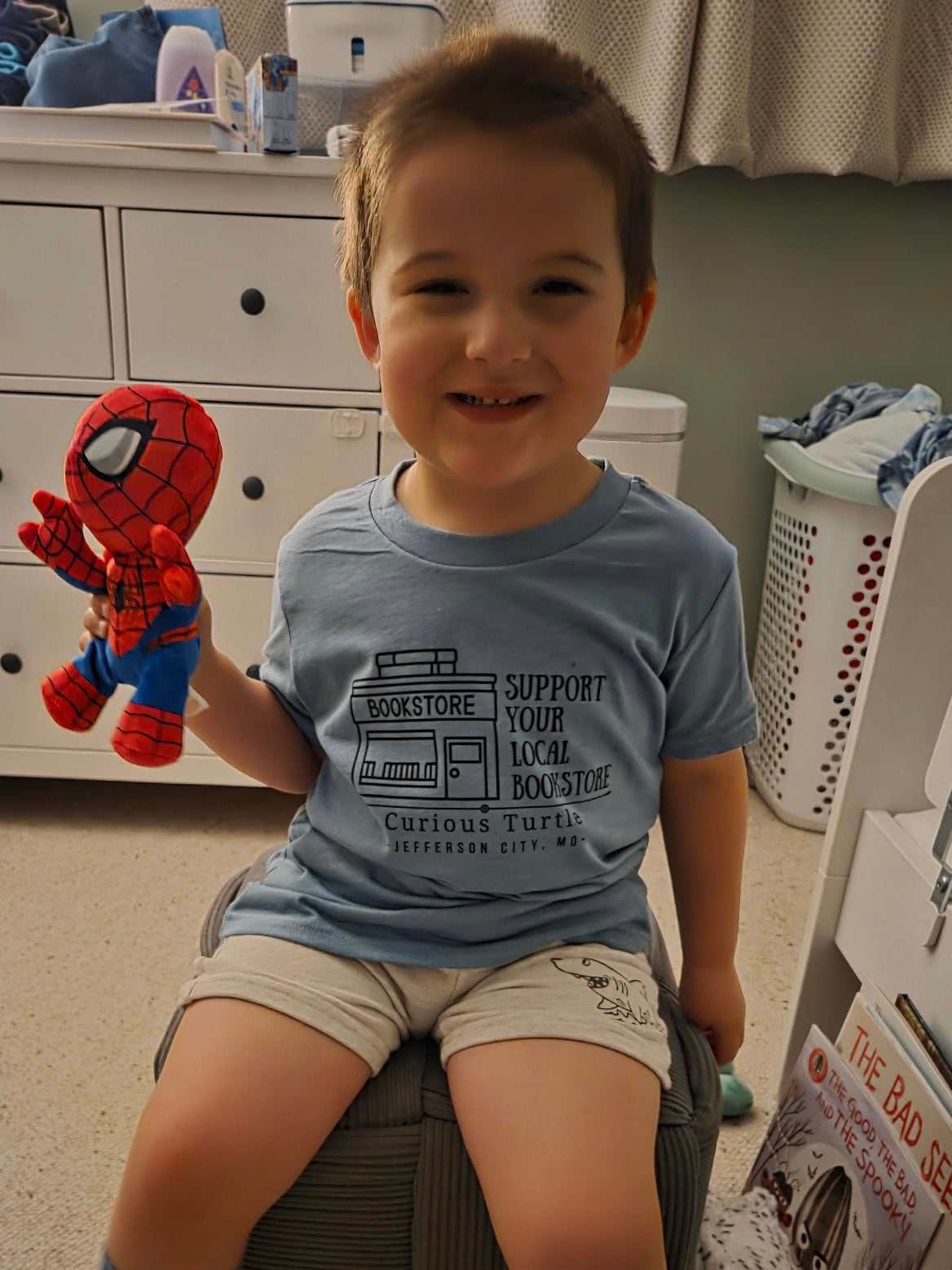 Support the Curious Turtle - Children’s Shirt, in Teal