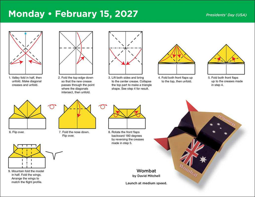 Paper Airplane 2027 Fold-A-Day Calendar by Kyong Lee