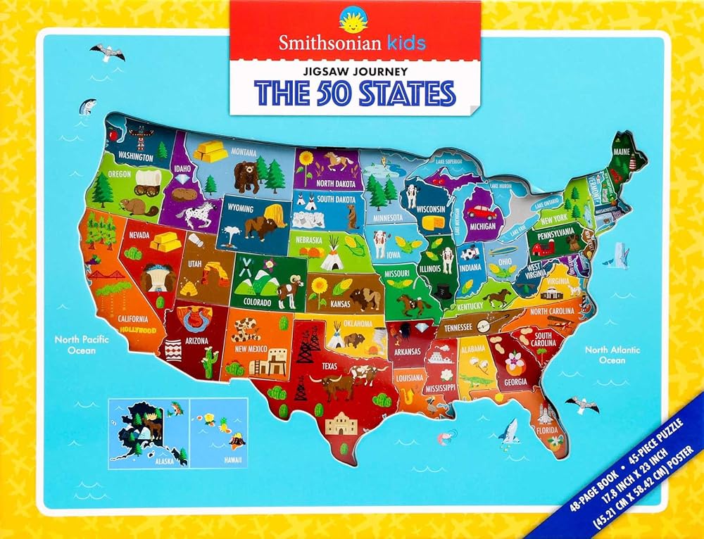 Smithsonian Kids Jigsaw Journeys: The 50 States Jigsaw Puzzle for Kids cover image