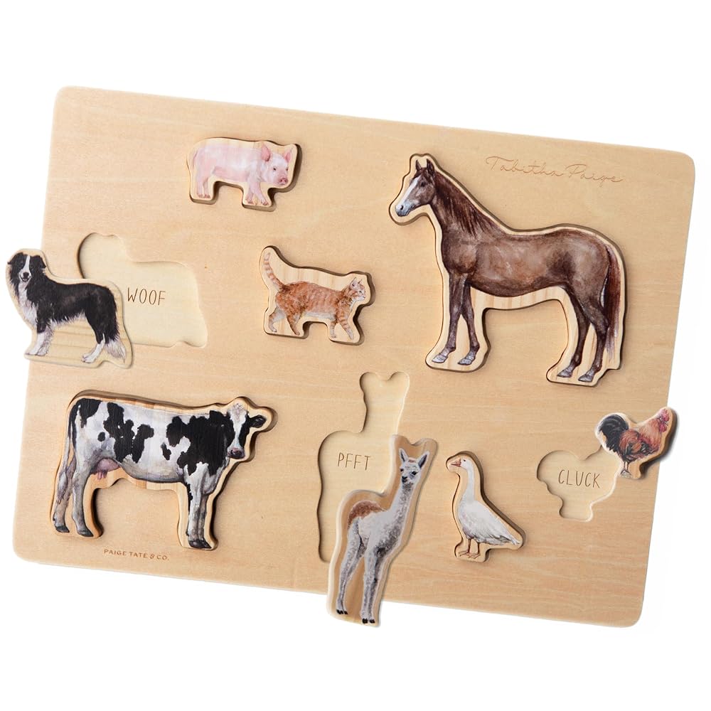 Farm Animals Chunky Wooden Puzzle: A Tabitha Paige Wooden Puzzle for Toddlers 1-3 cover image