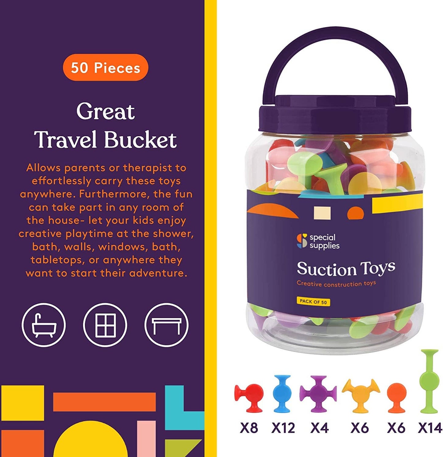 Creative Construction Suction Toys (50-Piece Set)
