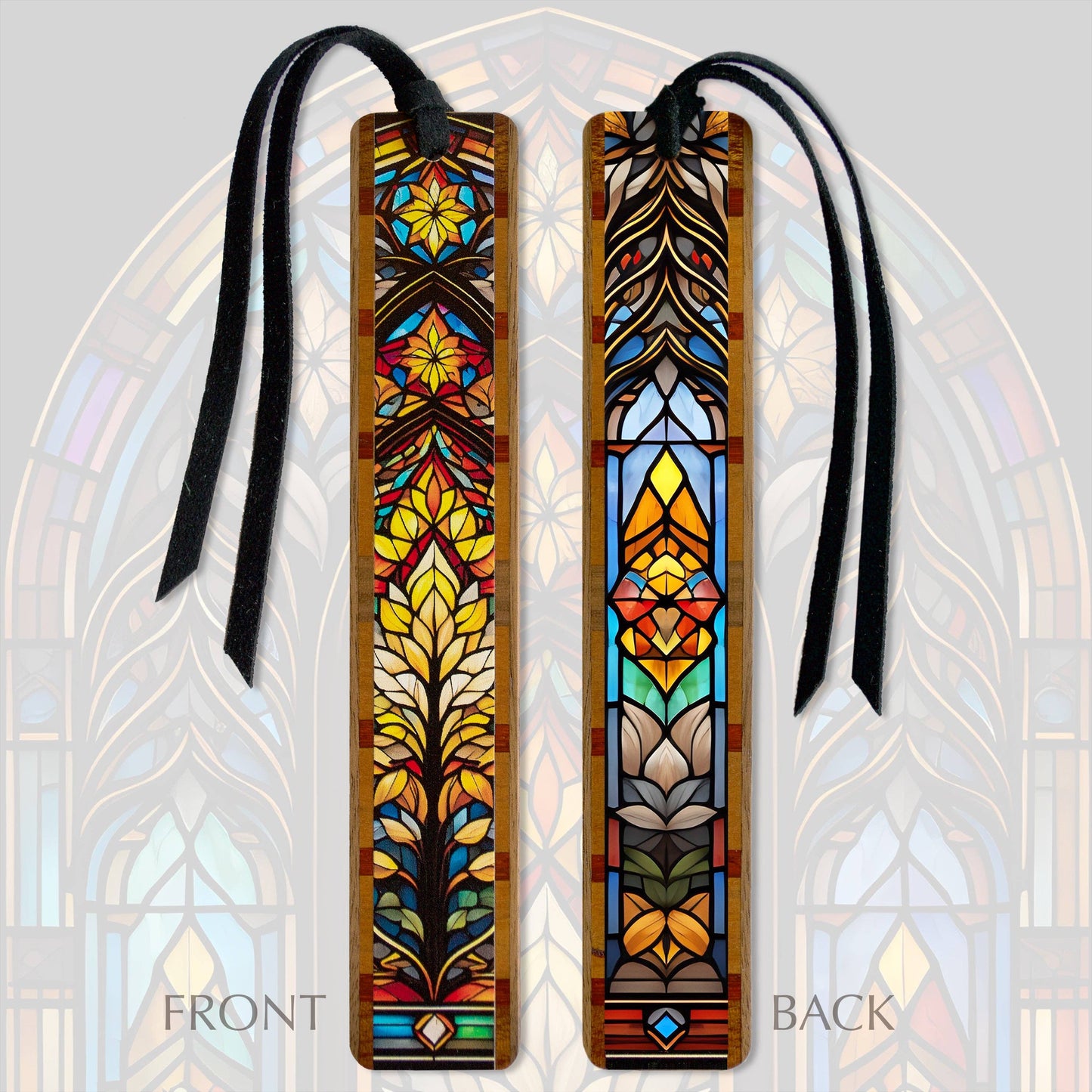 Stained Glass (Double-Sided) Wooden Bookmark