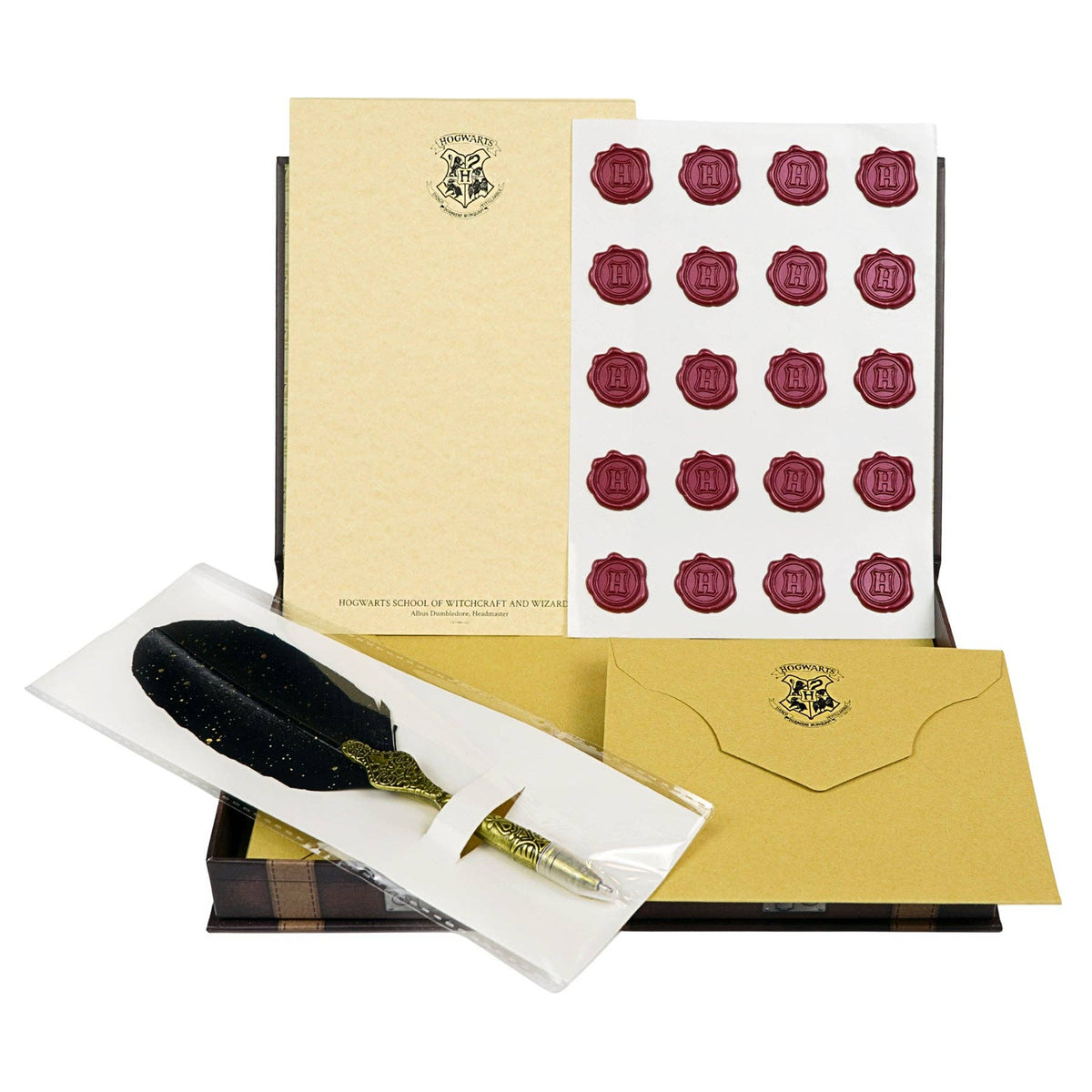 Harry Potter Hogwarts Boxed Stationery Set with Wax Seals & Feather Pen (20-Pack)