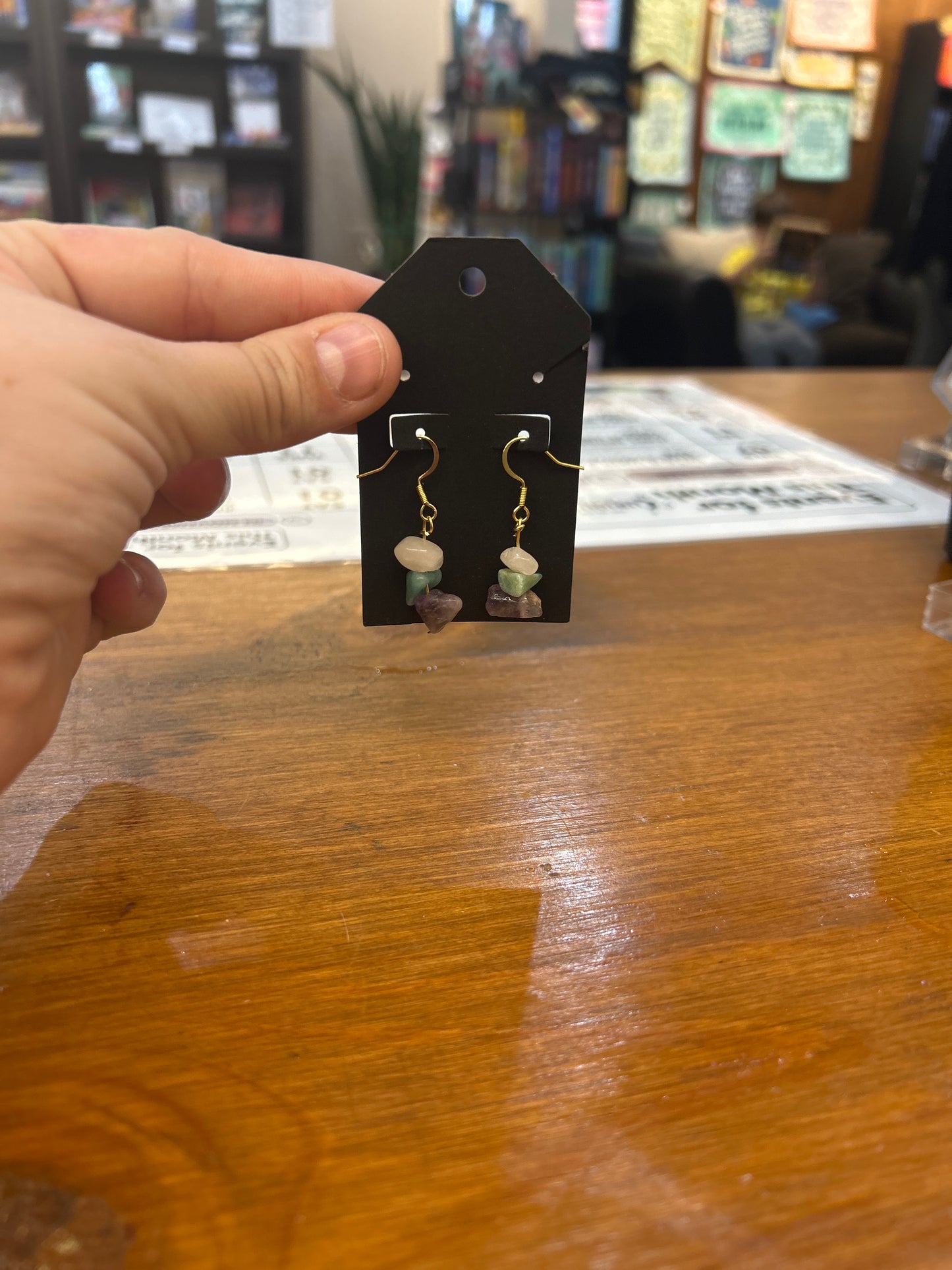 Earrings made locally by Sweet Pea's Jewelry