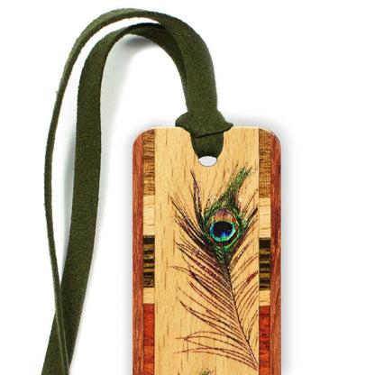 Peacock Feather Handmade Wooden Bookmark