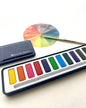Watercolor Set- 12 Artist Grade Color Tin + Wood Paintbrush