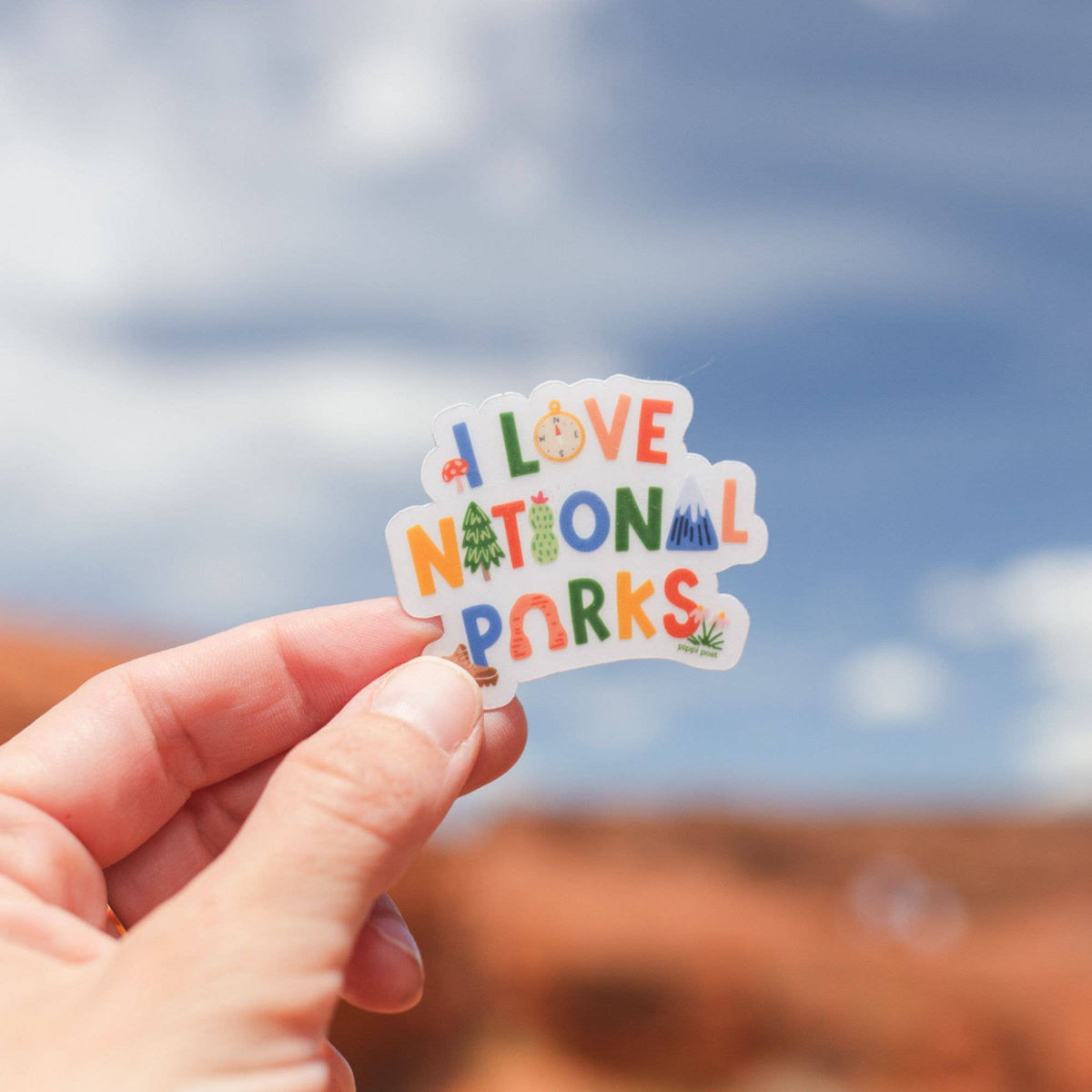 I Love National Parks Clear Decal Sticker