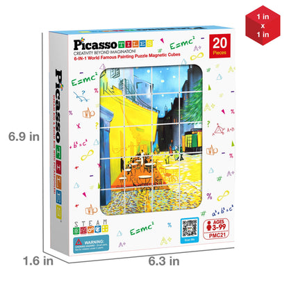PicassoTiles 20pc 1" Famous Paintings Magnetic Cubes Set