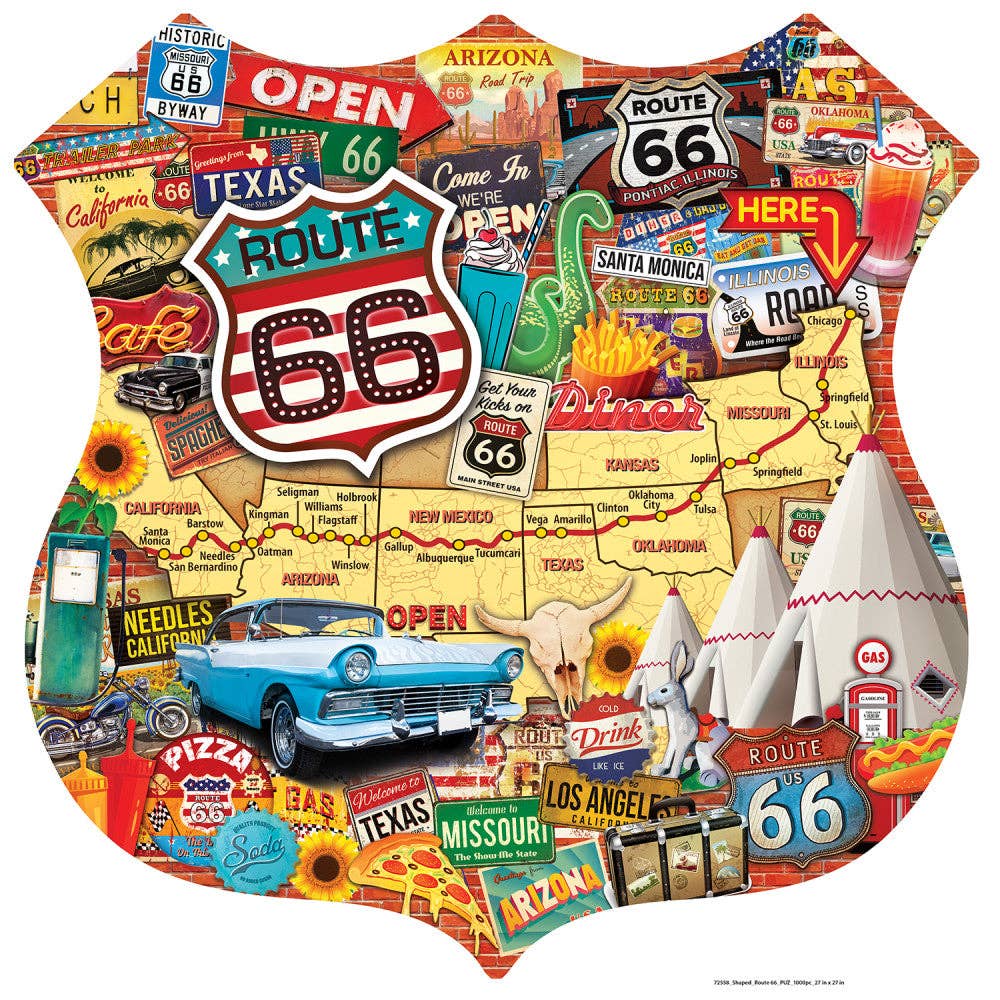 Route 66 1000 Piece Shaped Jigsaw Puzzle