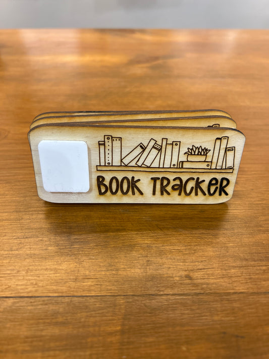 Book Tracker, Dry Erase on Wood, with Magnet made locally by My Fair Ellie