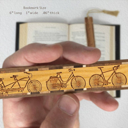 Bicycles Engraved Wooden Bookmark