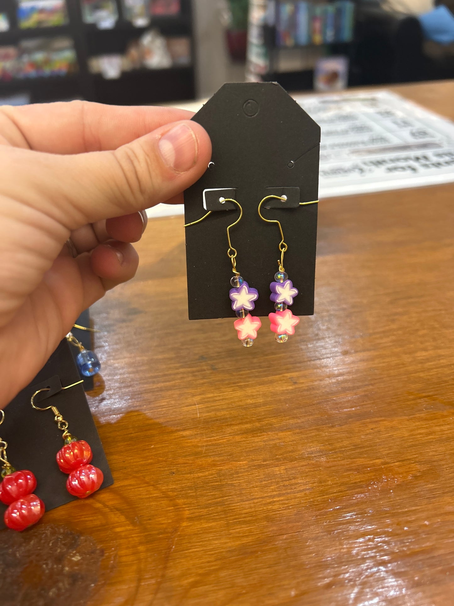 Earrings made locally by Sweet Pea's Jewelry