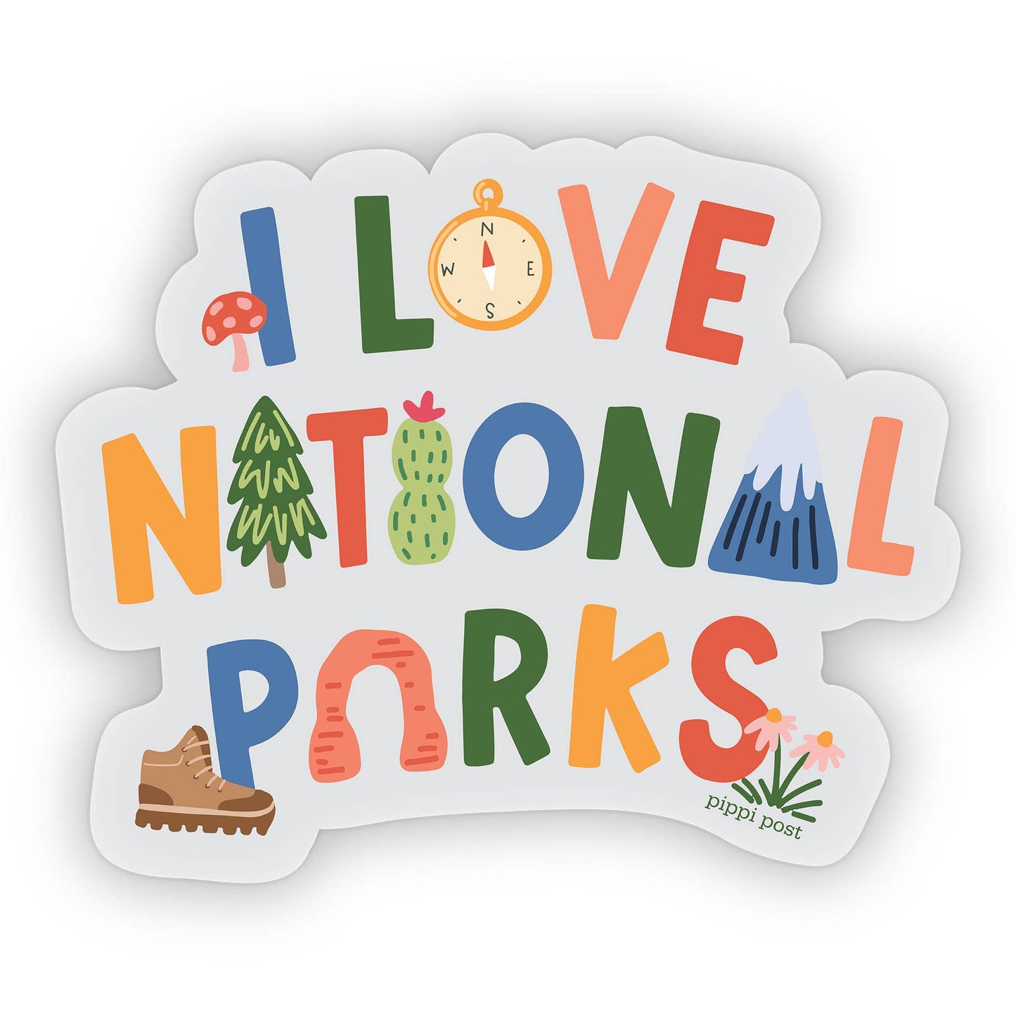 I Love National Parks Clear Decal Sticker