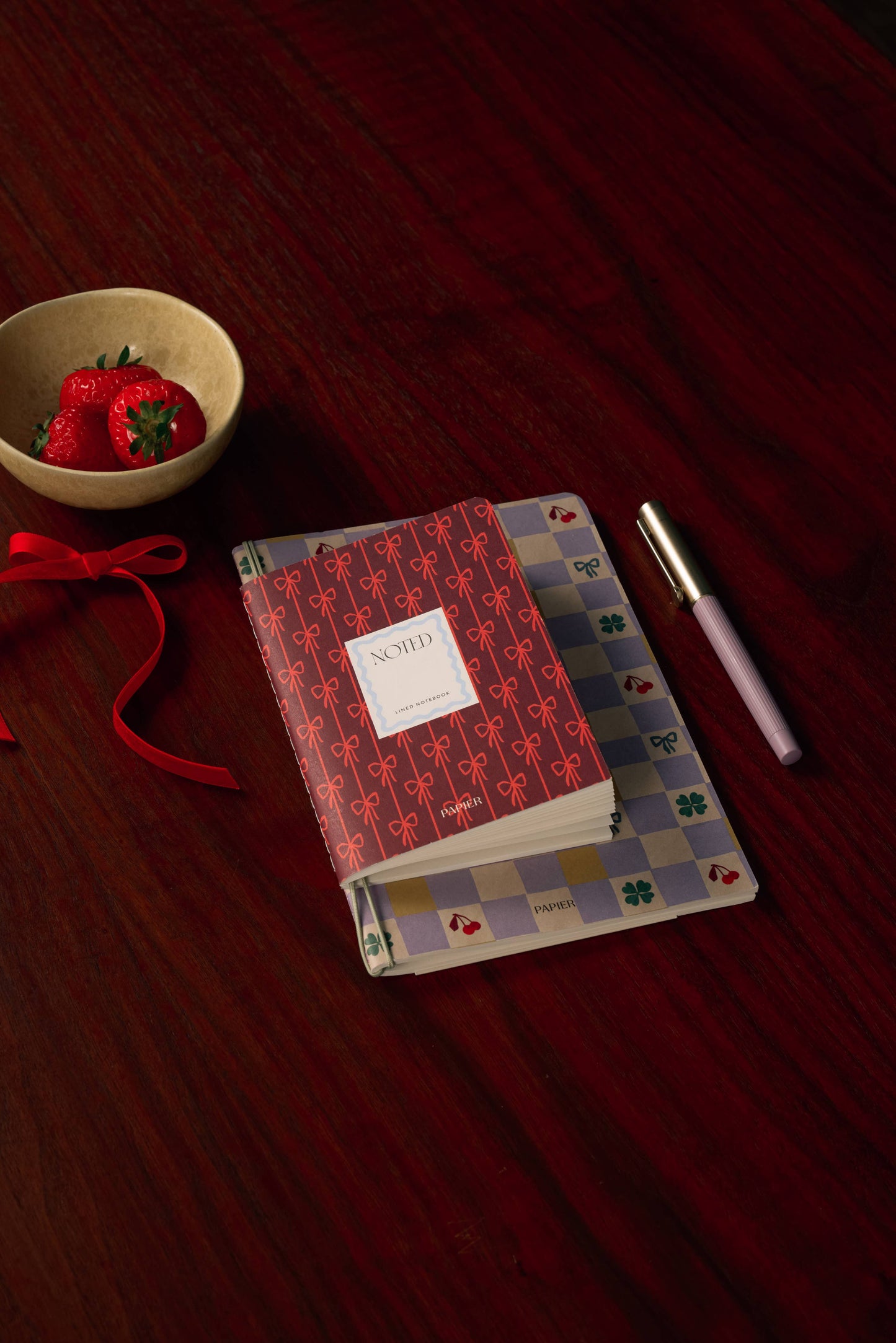Lined Notebook Set, Softcover A5 & A6 - Checkerboard & Bows
