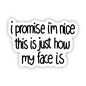 I Promise I'm Nice This Is Just How My Face Is Text Sticker