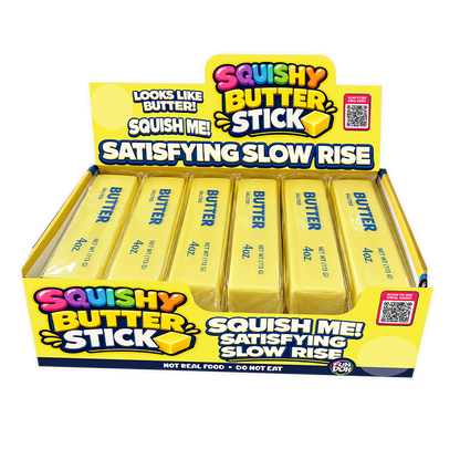 Fun Doh 6" Butter Stick Slow Rise Fidget Toy - 12/Display