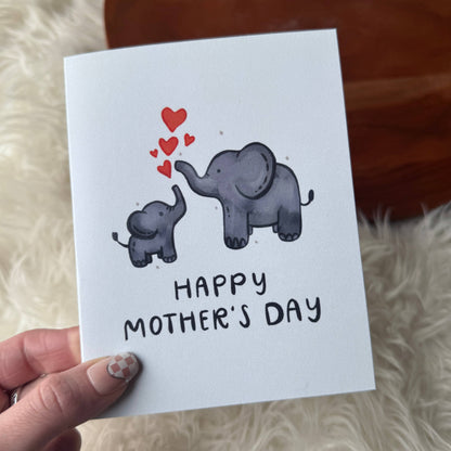 "Happy Mother's Day" Adorable Mom & Baby Elephant Card