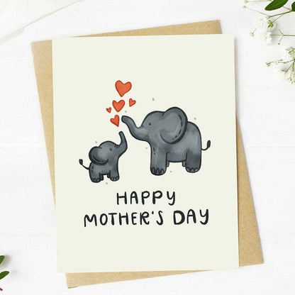 "Happy Mother's Day" Adorable Mom & Baby Elephant Card