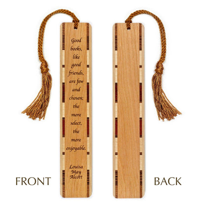 Books and Friends Quote by Louisa May Alcott Wooden Bookmark