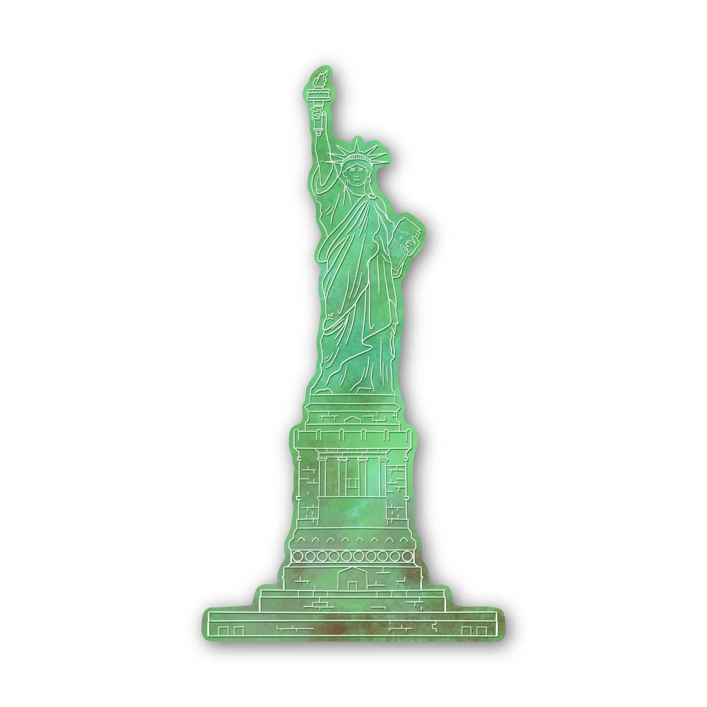 Statue Of Liberty White Outline Sticker