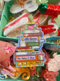 Girls Growing Up Book Stack Glitter Waterproof Sticker