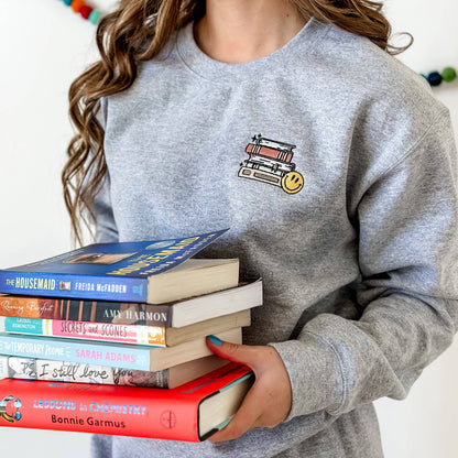 Embroidered Crewneck - TBR PILE OF BOOKS