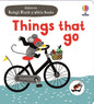 Baby's Black and White Books Things That Go: A High-Contrast Board Book About Vehicles with Quirky Animals and Peek-Through Holes cover image