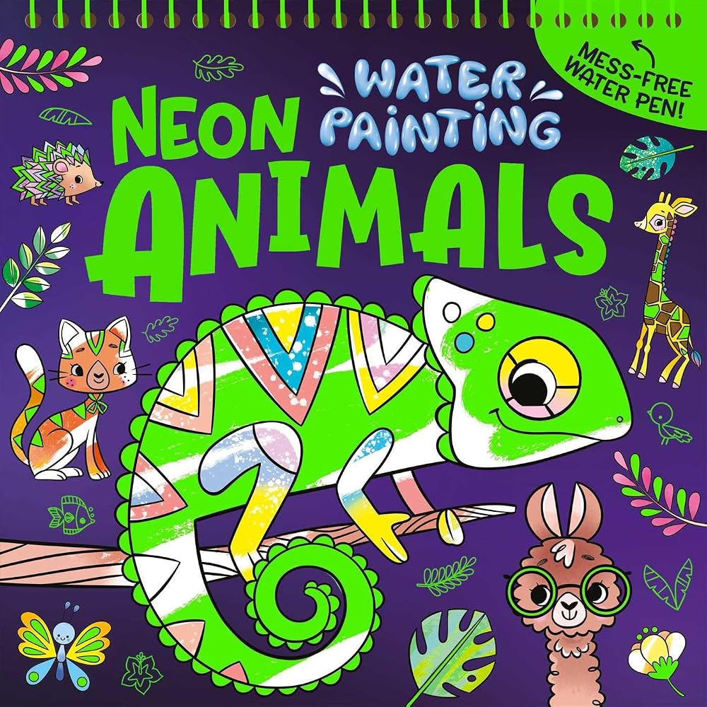 Neon Water Painting Animals: Mess Free Activity Book cover image