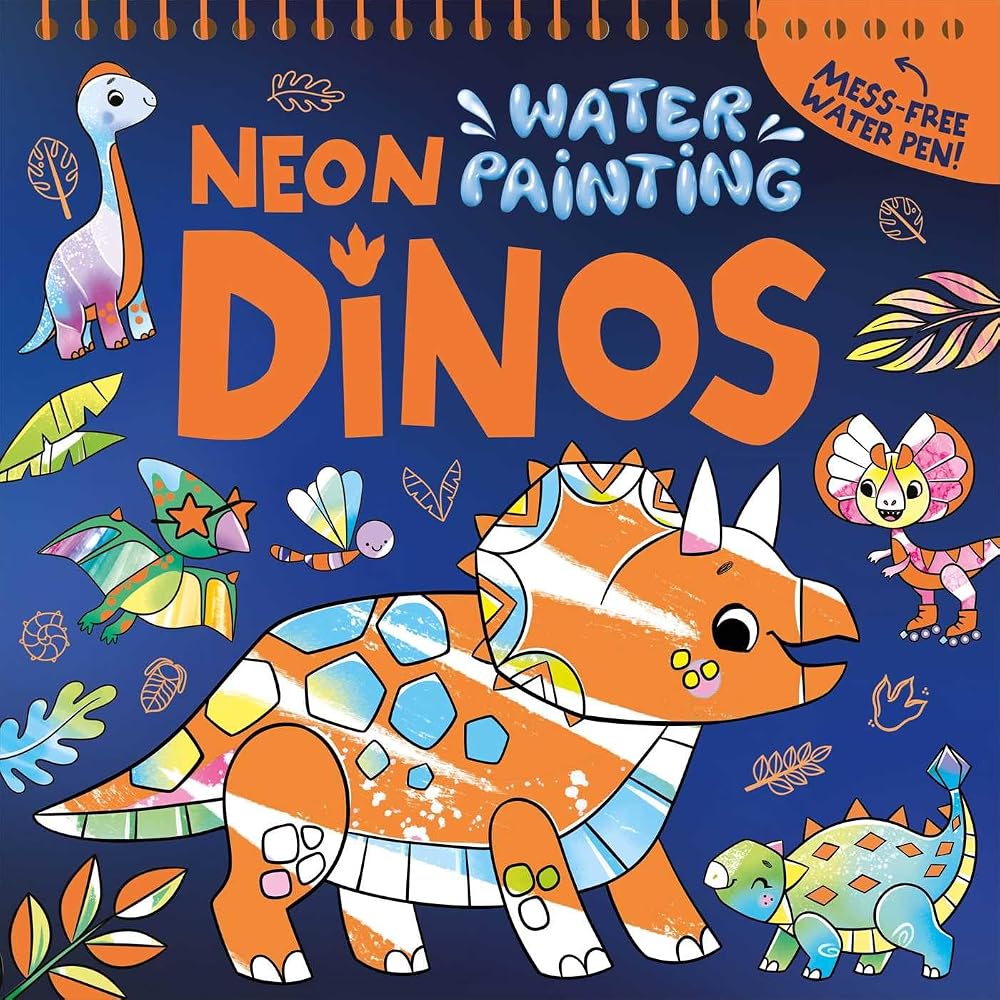 Neon Water Painting Dinos: Mess Free Activity Book cover image
