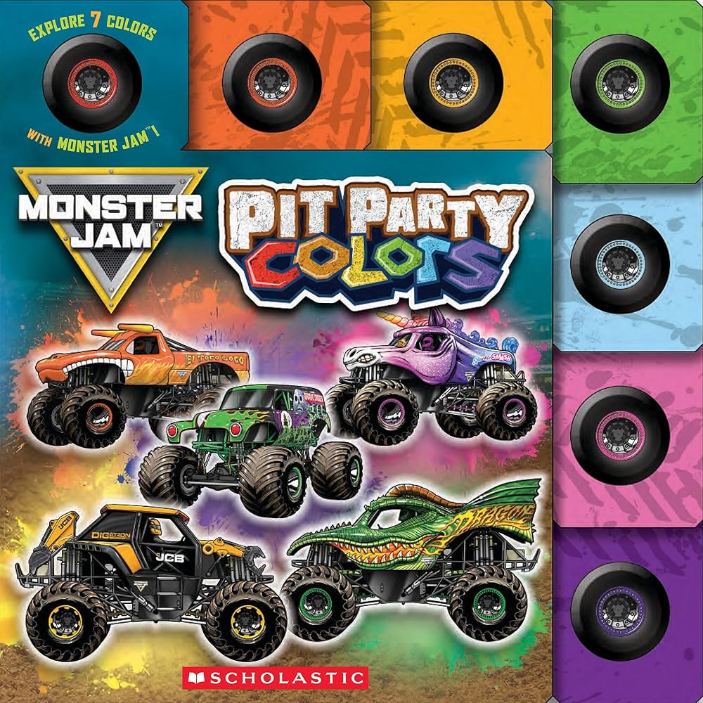Pit Party Colors (Monster Jam Interactive Board Book with Tabs) (Stocking Stuffer) cover image