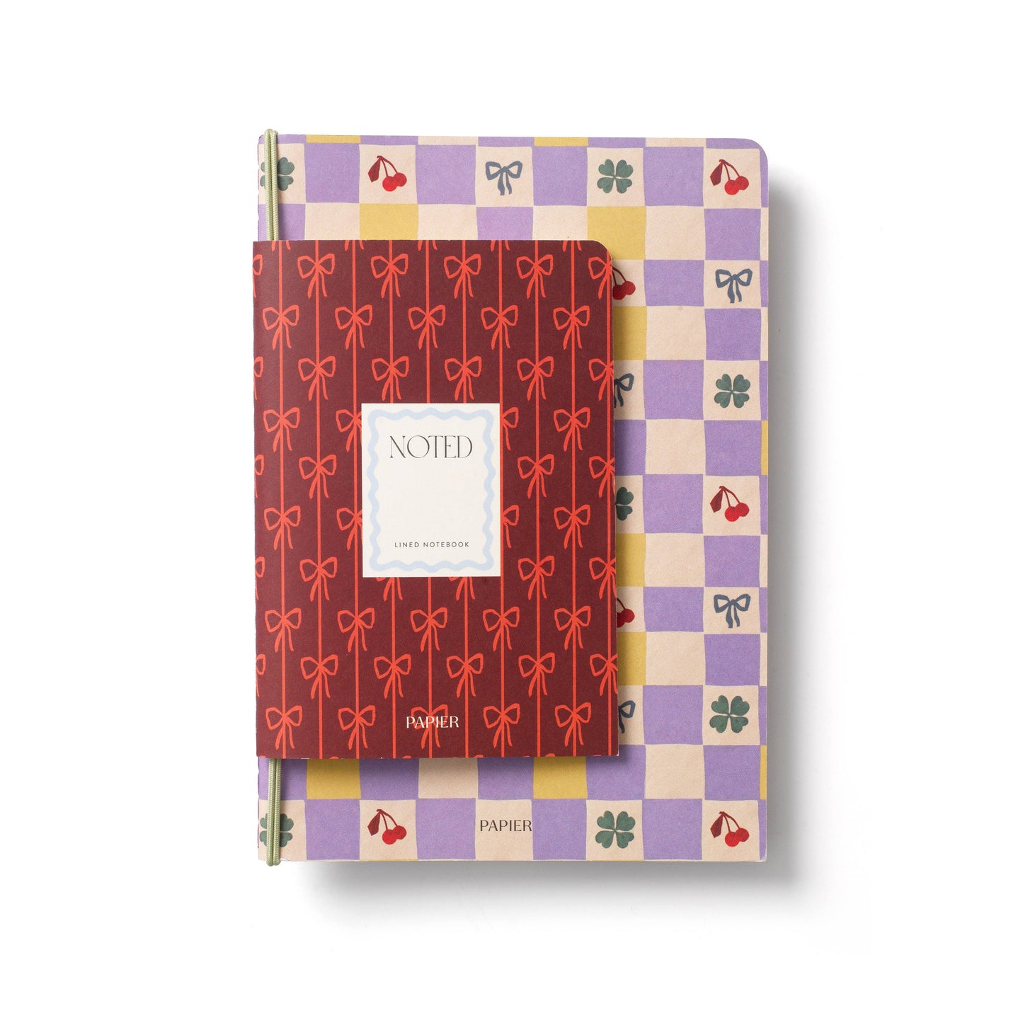 Lined Notebook Set, Softcover A5 & A6 - Checkerboard & Bows