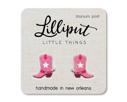 Pink Cowgirl Boot Earrings // Pink Western Earrings