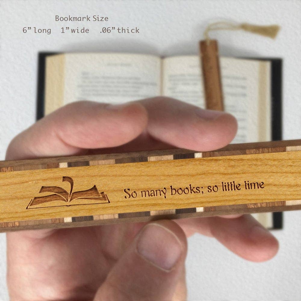 So Many Books So Little Time  Engraved Wooden Bookmark