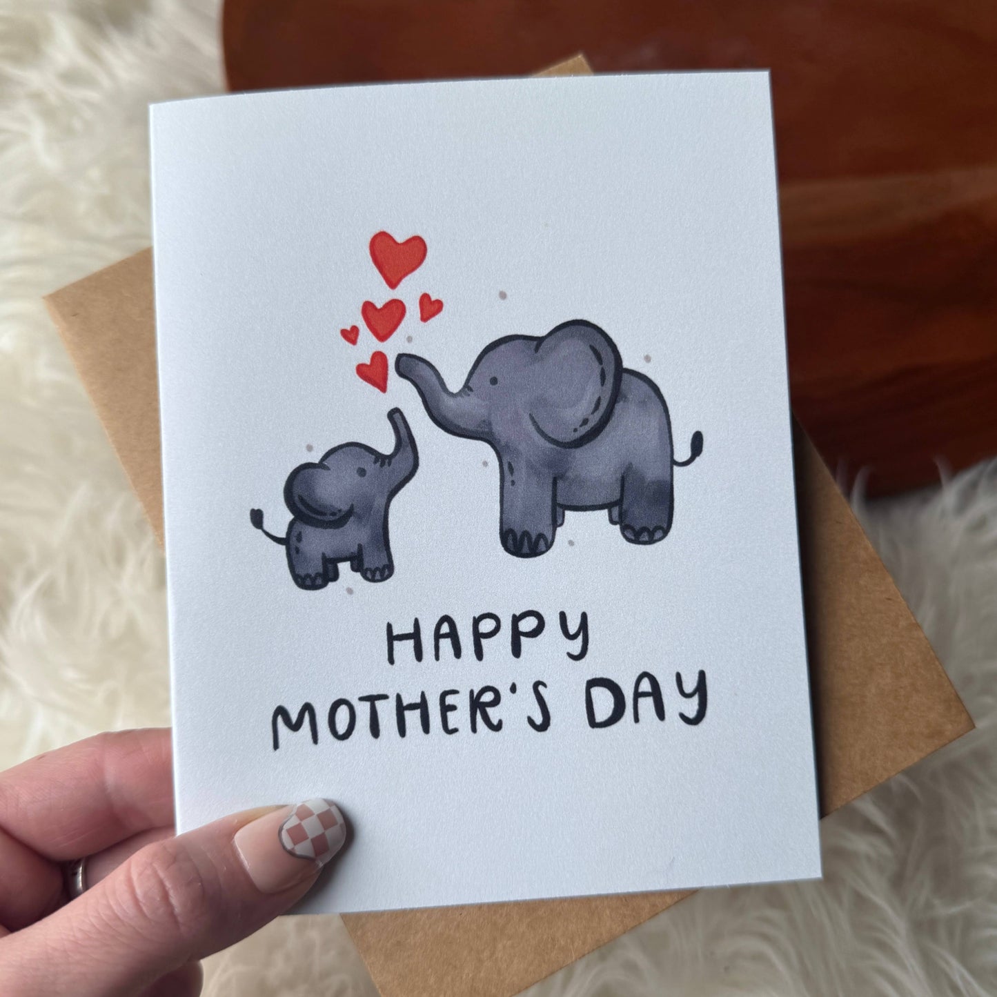 "Happy Mother's Day" Adorable Mom & Baby Elephant Card