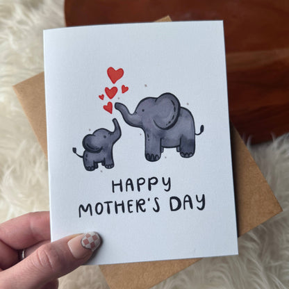 "Happy Mother's Day" Adorable Mom & Baby Elephant Card