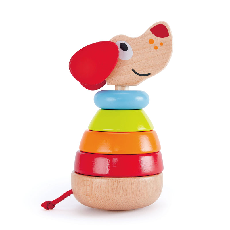 Wooden Puppy Stacking Toy with Bark Sound for Babies