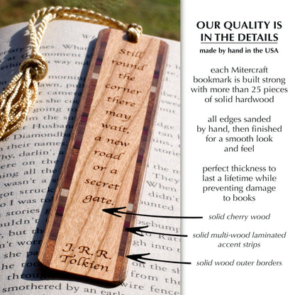 J.R.R. Tolkien Secret Gate Quote Engraved Wooden Bookmark