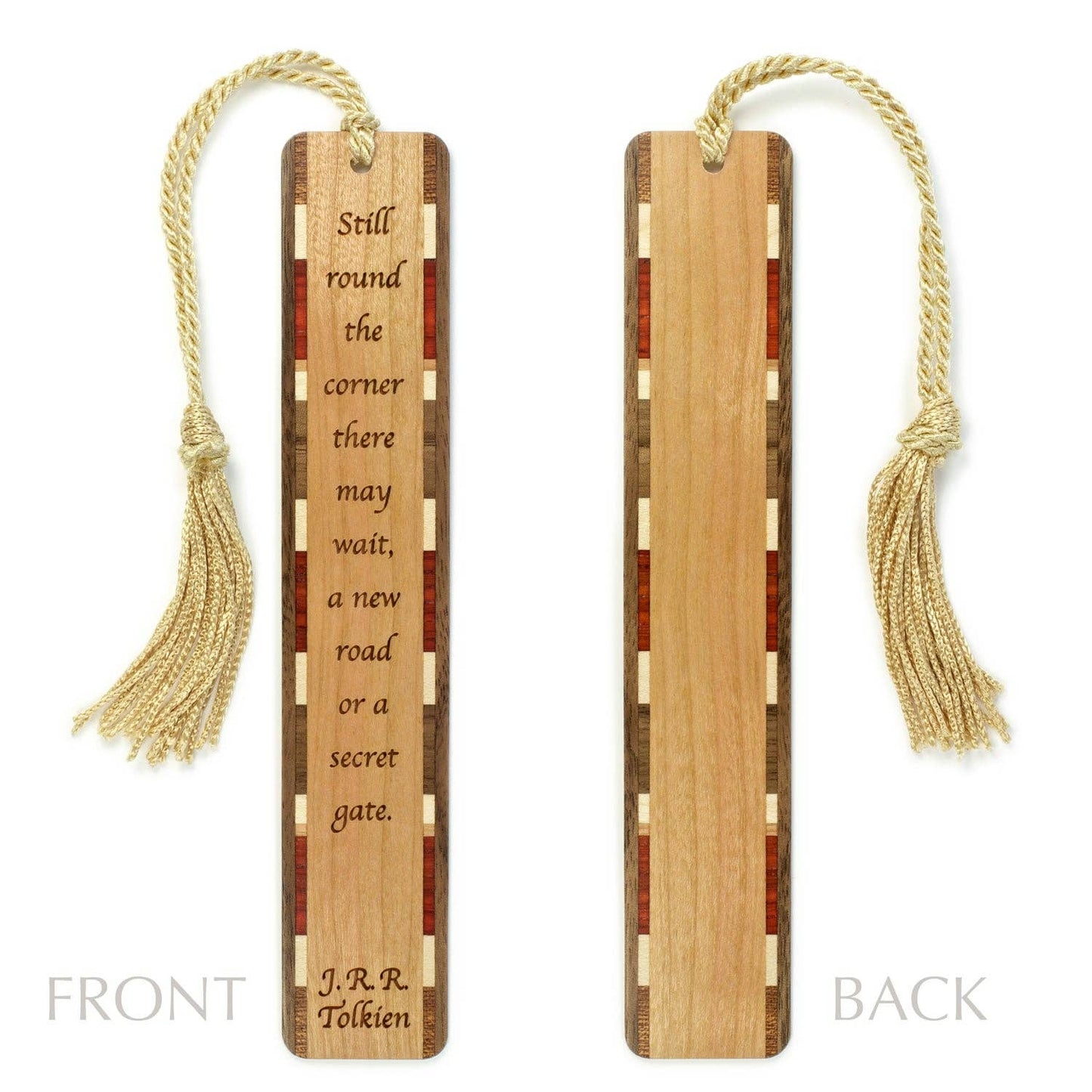 J.R.R. Tolkien Secret Gate Quote Engraved Wooden Bookmark