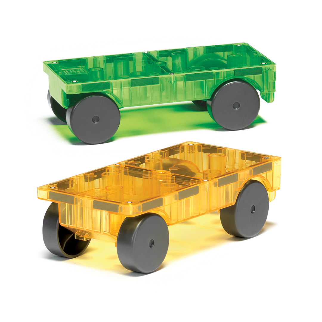 Magna-Tiles Cars 2-Piece Expansion Set: Green & Yellow