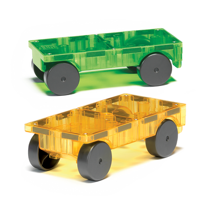 Magna-Tiles Cars 2-Piece Expansion Set: Green & Yellow