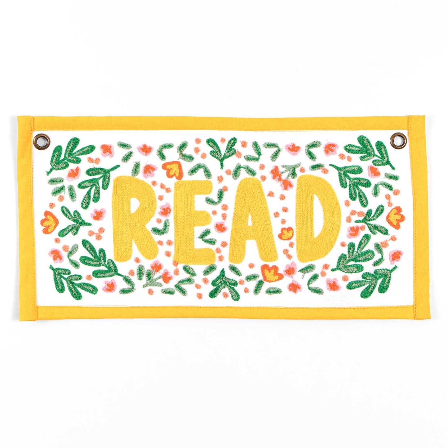 Read Embroidered Canvas Banner - Yellow