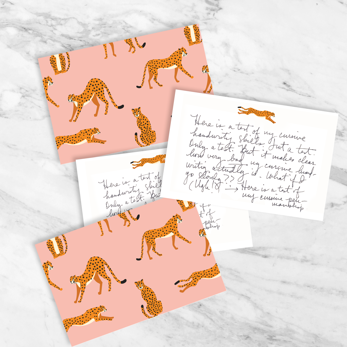 Pink Leapords Stationery Set of 12 Notecards & Envelopes
