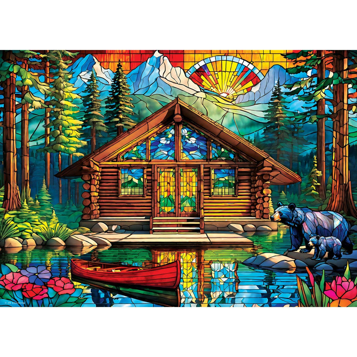 Stained Glass - Cabin Spectrum 1000 Piece Jigsaw Puzzle