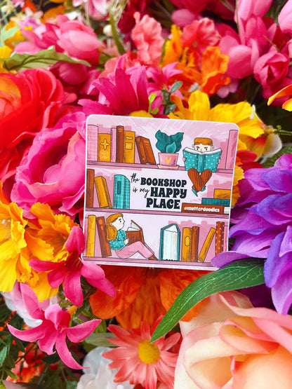 The Bookshop is My Happy Place Reading Sticker - Waterproof